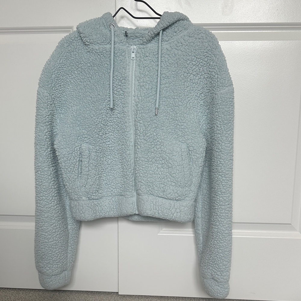 Cozy Light Blue Sherpa Hoodie